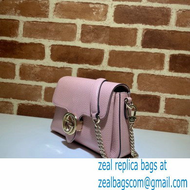 Gucci Interlocking G Leather Crossbody Bag 607720 Pink 2021