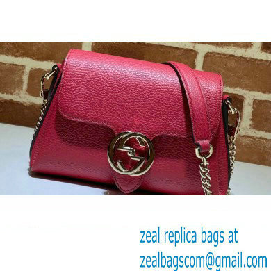 Gucci Interlocking G Leather Crossbody Bag 607720 Red 2021