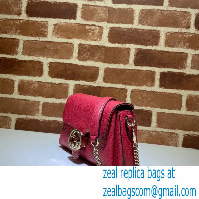Gucci Interlocking G Leather Crossbody Bag 607720 Red 2021