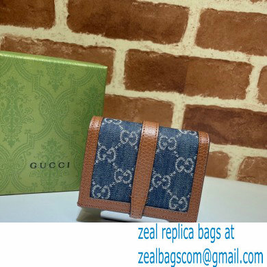 Gucci Jackie 1961 Card Case Wallet 645536 Washed GG Denim Blue 2021