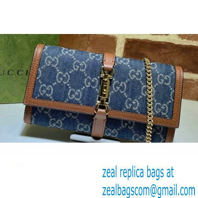 Gucci Jackie 1961 Chain Wallet Bag 652681 Washed GG Denim Blue 2021