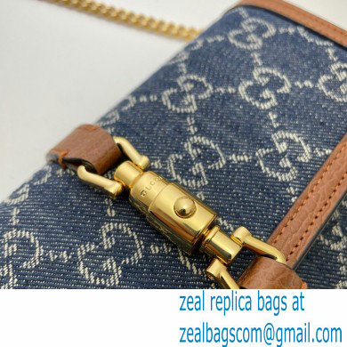 Gucci Jackie 1961 Chain Wallet Bag 652681 Washed GG Denim Blue 2021 - Click Image to Close