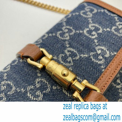 Gucci Jackie 1961 Chain Wallet Bag 652681 Washed GG Denim Blue 2021