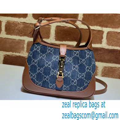 Gucci Jackie 1961 Mini Shoulder Bag 637092 Washed GG Denim Blue 2021