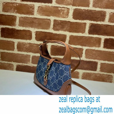 Gucci Jackie 1961 Mini Shoulder Bag 637092 Washed GG Denim Blue 2021 - Click Image to Close