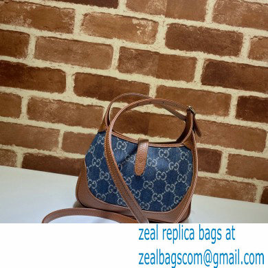 Gucci Jackie 1961 Mini Shoulder Bag 637092 Washed GG Denim Blue 2021