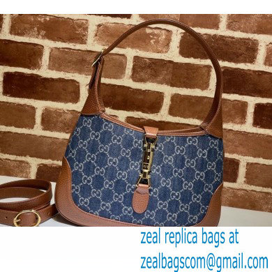 Gucci Jackie 1961 Small Shoulder Bag 636706 Washed GG Denim Blue 2021