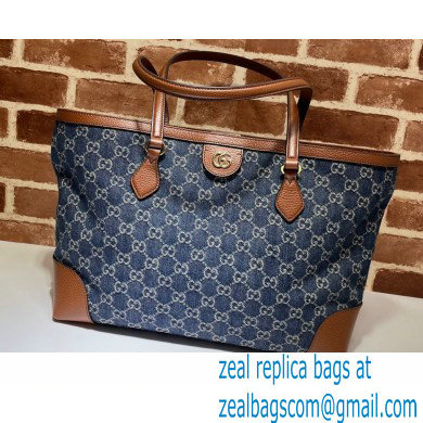 Gucci Ophidia GG Medium Tote Bag 631685 Washed GG Denim Blue 2021 - Click Image to Close