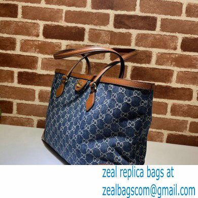 Gucci Ophidia GG Medium Tote Bag 631685 Washed GG Denim Blue 2021