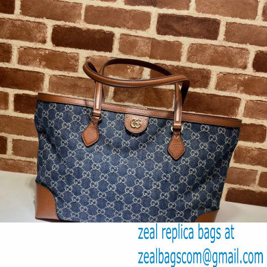 Gucci Ophidia GG Medium Tote Bag 631685 Washed GG Denim Blue 2021