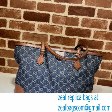 Gucci Ophidia GG Medium Tote Bag 631685 Washed GG Denim Blue 2021 - Click Image to Close