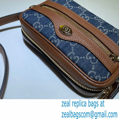 Gucci Ophidia GG Mini Bag 517350 Washed GG Denim Blue 2021 - Click Image to Close