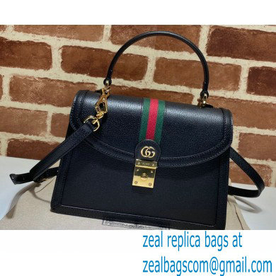 Gucci Ophidia Small Top Handle Bag with Web 651055 Leather Black 2021 - Click Image to Close