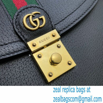 Gucci Ophidia Small Top Handle Bag with Web 651055 Leather Black 2021 - Click Image to Close