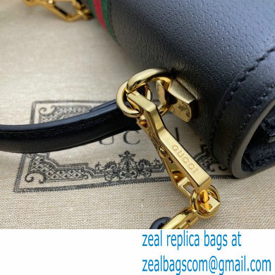 Gucci Ophidia Small Top Handle Bag with Web 651055 Leather Black 2021 - Click Image to Close