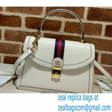 Gucci Ophidia Small Top Handle Bag with Web 651055 Leather White 2021 - Click Image to Close