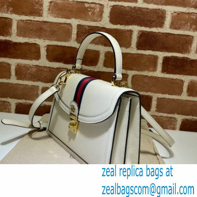 Gucci Ophidia Small Top Handle Bag with Web 651055 Leather White 2021 - Click Image to Close