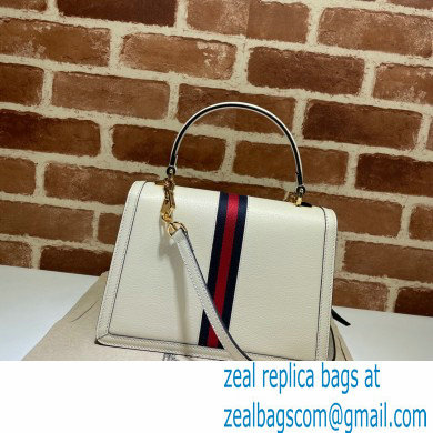 Gucci Ophidia Small Top Handle Bag with Web 651055 Leather White 2021 - Click Image to Close