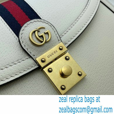 Gucci Ophidia Small Top Handle Bag with Web 651055 Leather White 2021 - Click Image to Close