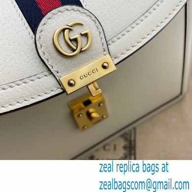 Gucci Ophidia Small Top Handle Bag with Web 651055 Leather White 2021