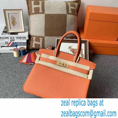 Hermes Birkin 30/35 Bag In Original togo Leather With Gold/Silver Hardware orange - Click Image to Close