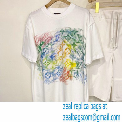 LOUIS VUITTON Front Printed Pastel Monogram T-Shirt WHITE - Click Image to Close