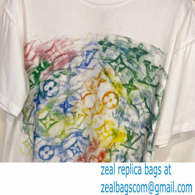 LOUIS VUITTON Front Printed Pastel Monogram T-Shirt WHITE