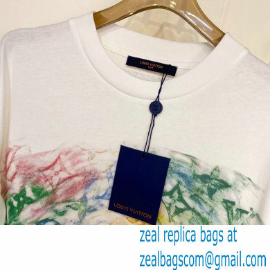 LOUIS VUITTON Front Printed Pastel Monogram T-Shirt WHITE