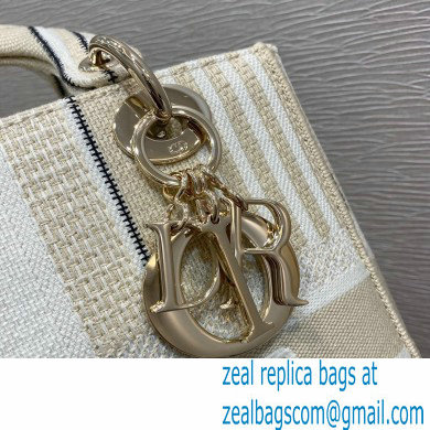 Lady Dior Medium D-Lite Bag in Beige Stripes Embroidery 2021 - Click Image to Close
