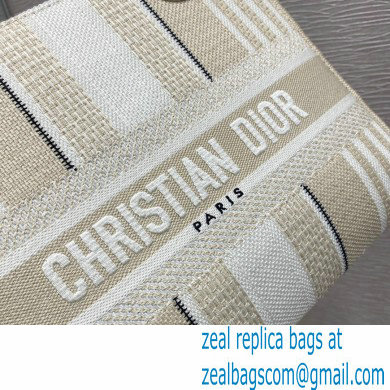 Lady Dior Medium D-Lite Bag in Beige Stripes Embroidery 2021
