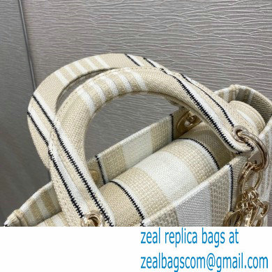 Lady Dior Medium D-Lite Bag in Beige Stripes Embroidery 2021 - Click Image to Close