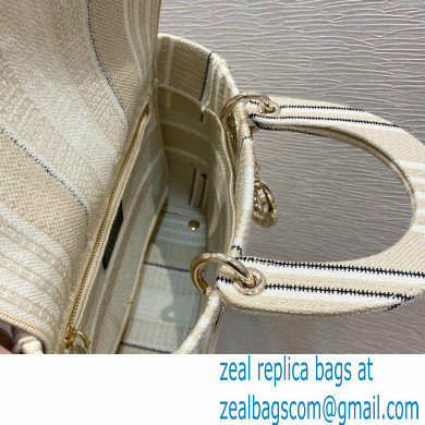 Lady Dior Medium D-Lite Bag in Beige Stripes Embroidery 2021 - Click Image to Close