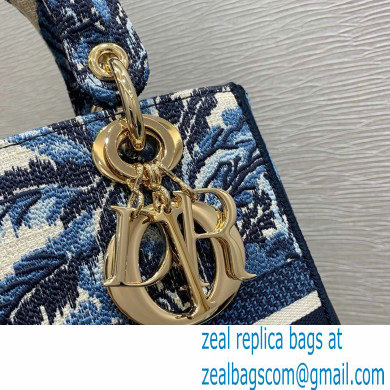 Lady Dior Medium D-Lite Bag in Blue Palms Embroidery 2021