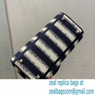 Lady Dior Medium D-Lite Bag in D-Stripes Embroidery Dark Blue 2021