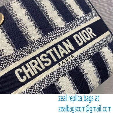 Lady Dior Medium D-Lite Bag in D-Stripes Embroidery Dark Blue 2021 - Click Image to Close