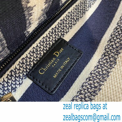 Lady Dior Medium D-Lite Bag in D-Stripes Embroidery Dark Blue 2021