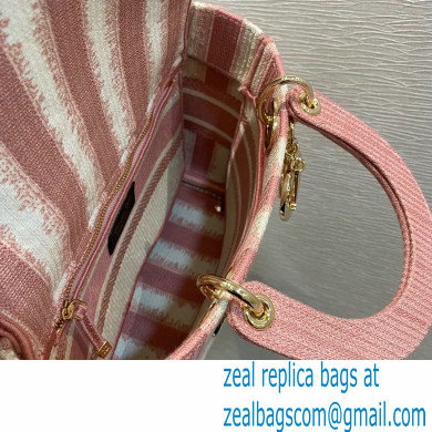 Lady Dior Medium D-Lite Bag in D-Stripes Embroidery Pink 2021 - Click Image to Close