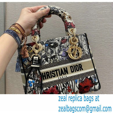 Lady Dior Medium D-Lite Bag in Multicolor Mille Fleurs Embroidery 2021 - Click Image to Close