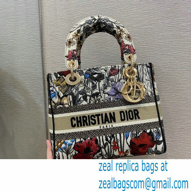 Lady Dior Medium D-Lite Bag in Multicolor Mille Fleurs Embroidery 2021 - Click Image to Close