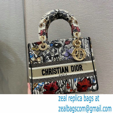 Lady Dior Medium D-Lite Bag in Multicolor Mille Fleurs Embroidery 2021