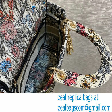Lady Dior Medium D-Lite Bag in Multicolor Mille Fleurs Embroidery 2021