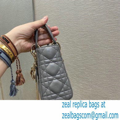 Lady Dior Mini Bag in Cannage Lambskin Gray 2021