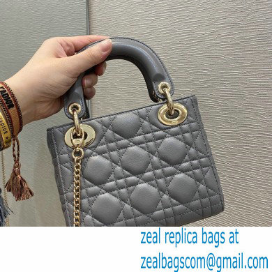 Lady Dior Mini Bag in Cannage Lambskin Gray 2021 - Click Image to Close