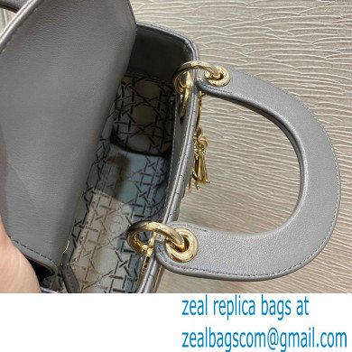 Lady Dior Mini Bag in Cannage Lambskin Gray 2021