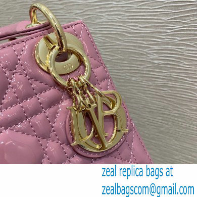 Lady Dior Mini Bag in Cannage Patent Cherry Pink 2021