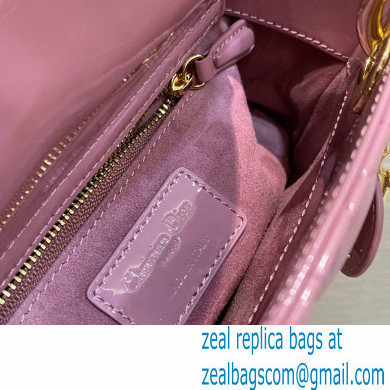 Lady Dior Mini Bag in Cannage Patent Cherry Pink 2021 - Click Image to Close