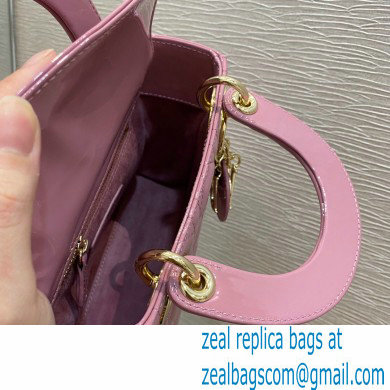 Lady Dior Mini Bag in Cannage Patent Cherry Pink 2021