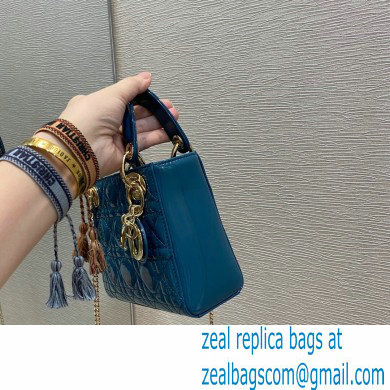 Lady Dior Mini Bag in Cannage Patent Ocean Blue 2021