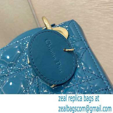 Lady Dior Mini Bag in Cannage Patent Ocean Blue 2021