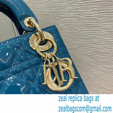 Lady Dior Mini Bag in Cannage Patent Ocean Blue 2021 - Click Image to Close